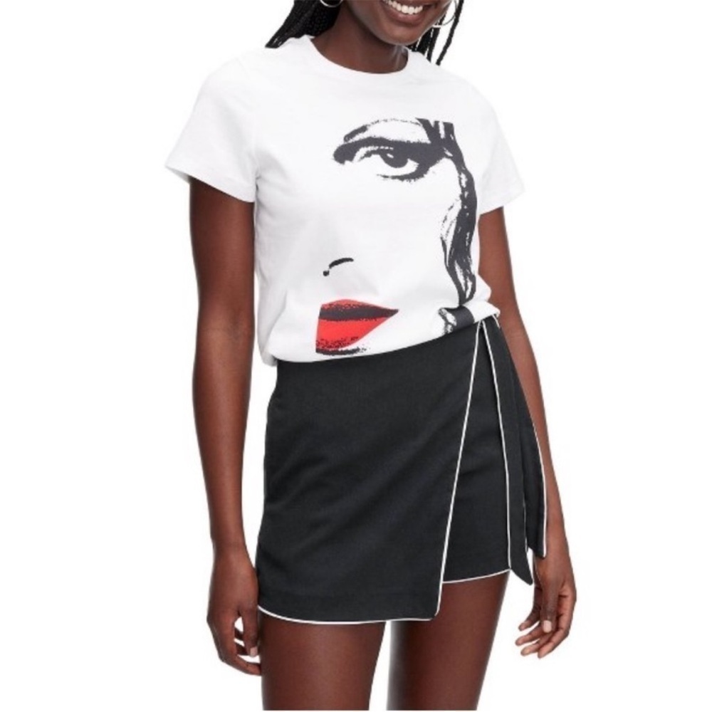Diane Von Furstenberg Women’s White Iconic Red Lip Graphic T-Shirt Size 1x